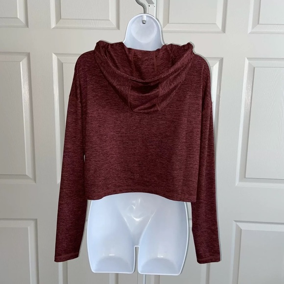 Athleta Uptempo Short Crop Hoodie Top Size XXS Super Soft Antique Burgundy - Picture 7 of 12